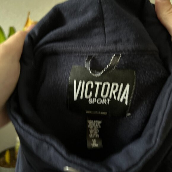 Victoria's Secret VS PINK Sport Pullover Drawstring Collar Navy Silver, Size S - Picture 6 of 9